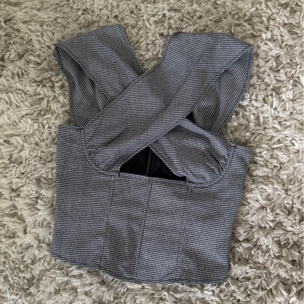 Lioness Black and White Checkered Crop Top